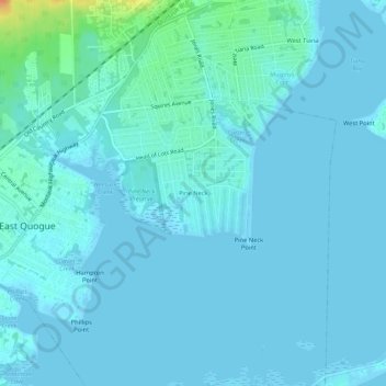 Mappa topografica Pine Neck, altitudine, rilievo