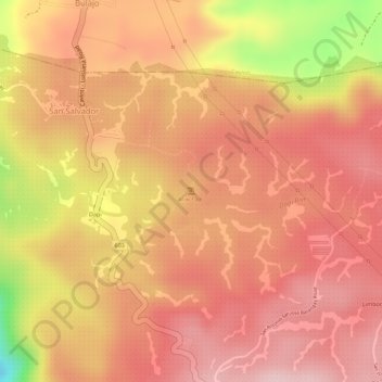 Mappa topografica Aliw Falls, altitudine, rilievo