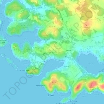Mappa topografica Banjole, altitudine, rilievo