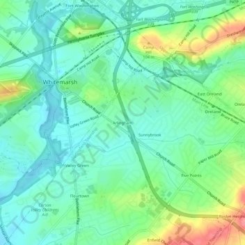 Mappa topografica Arlingham, altitudine, rilievo
