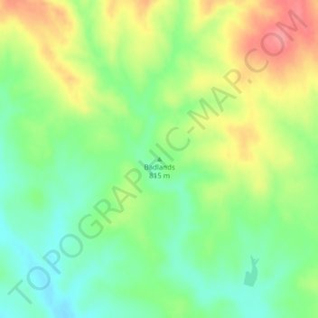 Mappa topografica Badlands, altitudine, rilievo