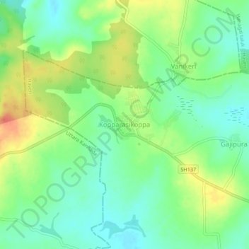 Mappa topografica Kopparasikoppa, altitudine, rilievo