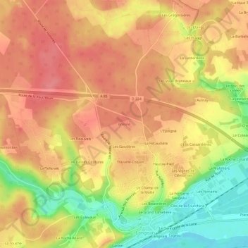 Mappa topografica Bresne, altitudine, rilievo