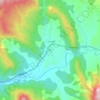 Mappa topografica Arro, altitudine, rilievo