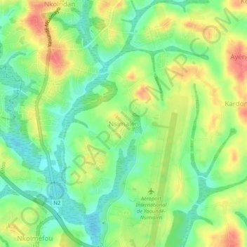 Mappa topografica Nsimalen, altitudine, rilievo