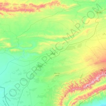 Mappa topografica Karak, altitudine, rilievo