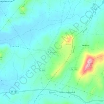 Mappa topografica Inguias, altitudine, rilievo