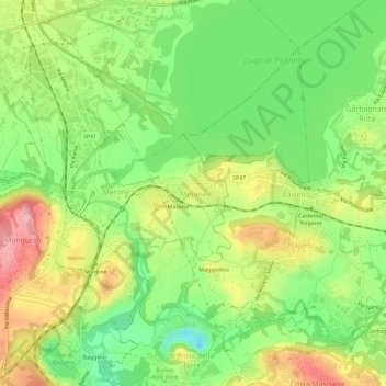 Mappa topografica Moiana, altitudine, rilievo
