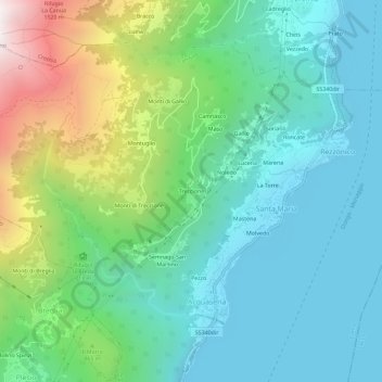 Mappa topografica Treccione, altitudine, rilievo