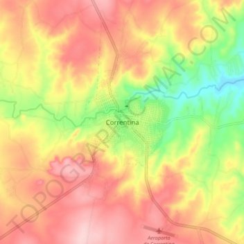 Mappa topografica Correntina, altitudine, rilievo