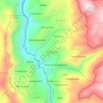 Mappa topografica Delegsol, altitudine, rilievo
