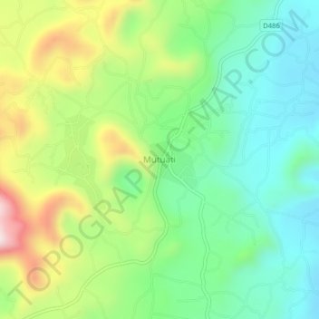 Mappa topografica Mutuati, altitudine, rilievo