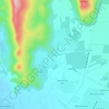 Mappa topografica Santa Elena, altitudine, rilievo