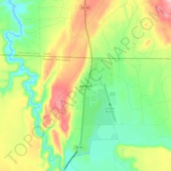 Mappa topografica Jackpot, altitudine, rilievo