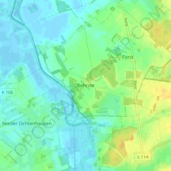 Mappa topografica Behrste, altitudine, rilievo
