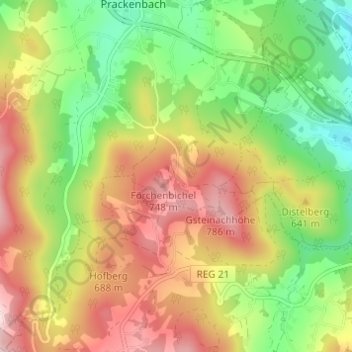 Mappa topografica Schwaben, altitudine, rilievo