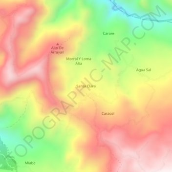 Mappa topografica Santa Clara, altitudine, rilievo