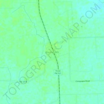 Mappa topografica Wadsworth, altitudine, rilievo