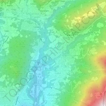 Mappa topografica Dino, altitudine, rilievo