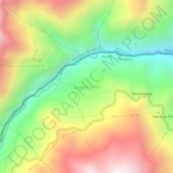 Mappa topografica Guarumales, altitudine, rilievo