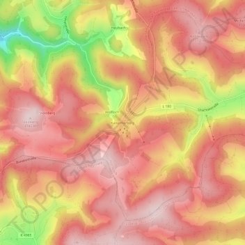 Mappa topografica Kaltenherberg, altitudine, rilievo