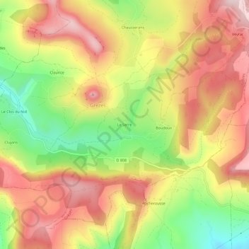 Mappa topografica Le Serre, altitudine, rilievo