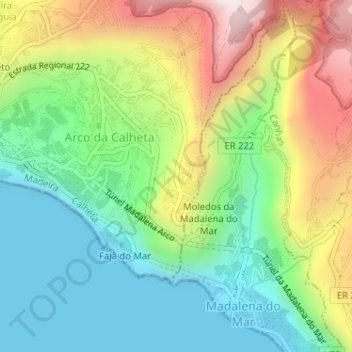 Mappa topografica Achada de Santo Antão, altitudine, rilievo