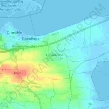 Mappa topografica Lütjenbrode, altitudine, rilievo