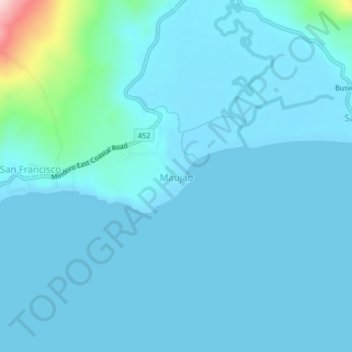 Mappa topografica Maujao, altitudine, rilievo