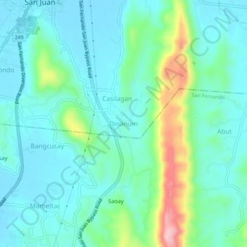 Mappa topografica Dinanum, altitudine, rilievo