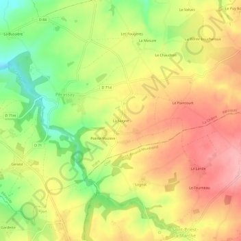 Mappa topografica La Saigne, altitudine, rilievo