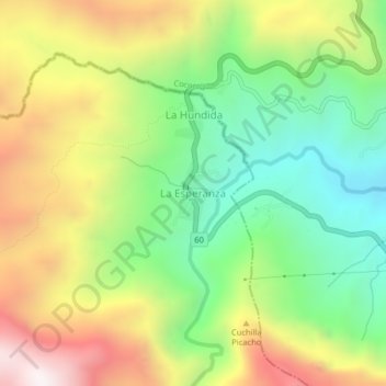 Mappa topografica La Esperanza, altitudine, rilievo
