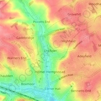 Mappa topografica Old Town, altitudine, rilievo