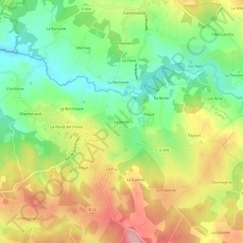 Mappa topografica La Jalade, altitudine, rilievo
