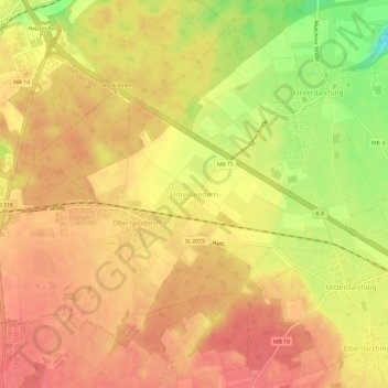 Mappa topografica Unterlaindern, altitudine, rilievo