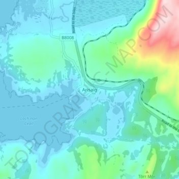 Mappa topografica Arisaig, altitudine, rilievo