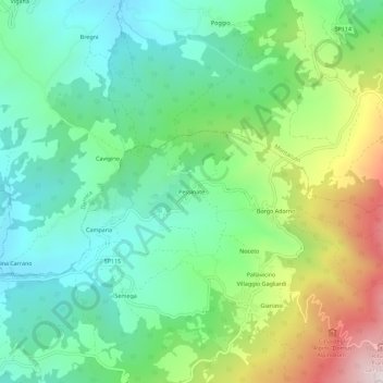 Mappa topografica Pessinate, altitudine, rilievo