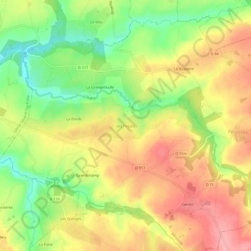 Mappa topografica Les Fossés, altitudine, rilievo