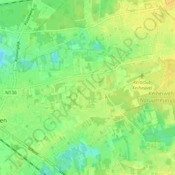 Mappa topografica Gerheide, altitudine, rilievo