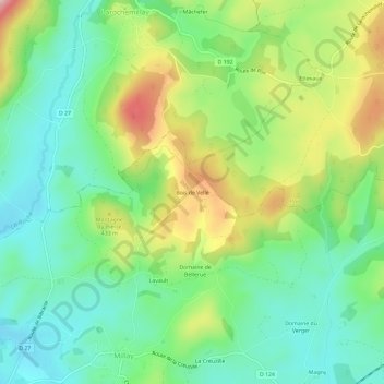 Mappa topografica Bois de Velle, altitudine, rilievo