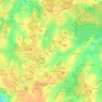 Mappa topografica Rivière, altitudine, rilievo