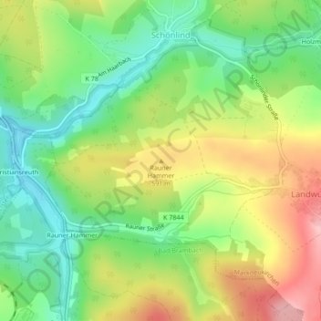Mappa topografica Rauner Hammer, altitudine, rilievo