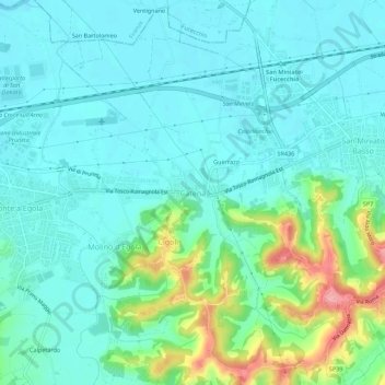 Mappa topografica Catena, altitudine, rilievo