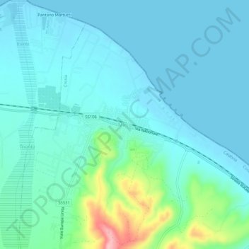 Mappa topografica Mirto, altitudine, rilievo