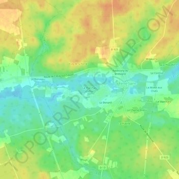 Mappa topografica Le Marchais Griffon, altitudine, rilievo