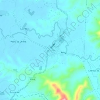 Mappa topografica Canuto, altitudine, rilievo