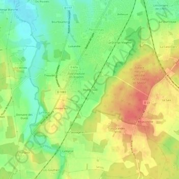 Mappa topografica Monternoz, altitudine, rilievo