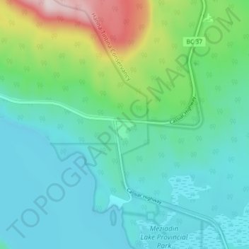 Mappa topografica Meziadin Junction, altitudine, rilievo