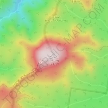 Mappa topografica Mount Colong, altitudine, rilievo