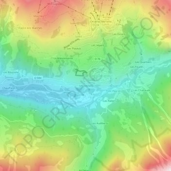 Mappa topografica Les Usclas, altitudine, rilievo